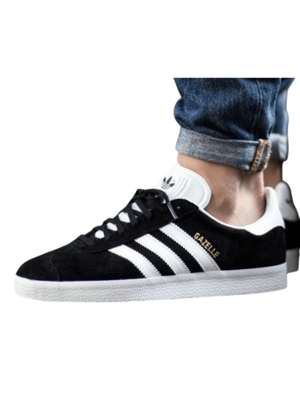 Adidas Originals Gazelle Mens Sneakers Black Suede Athletic Shoes Size 8.5 US